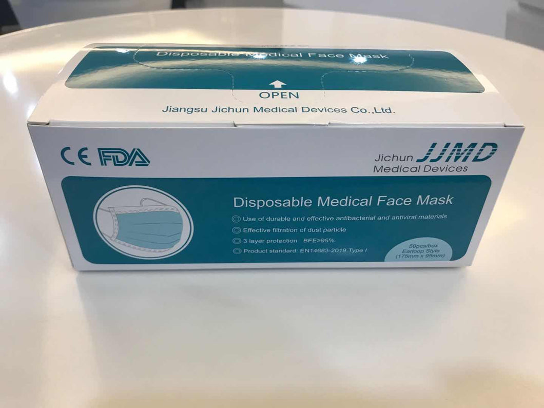 JJMD 3-ply Disposable Face Masks